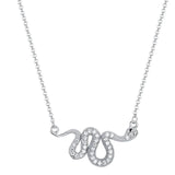 925s Silver Snake Pendant Necklace with Diamond Studded Collarbone
