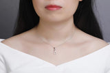 925S Silver Diamond Pendant Clavicle Necklace