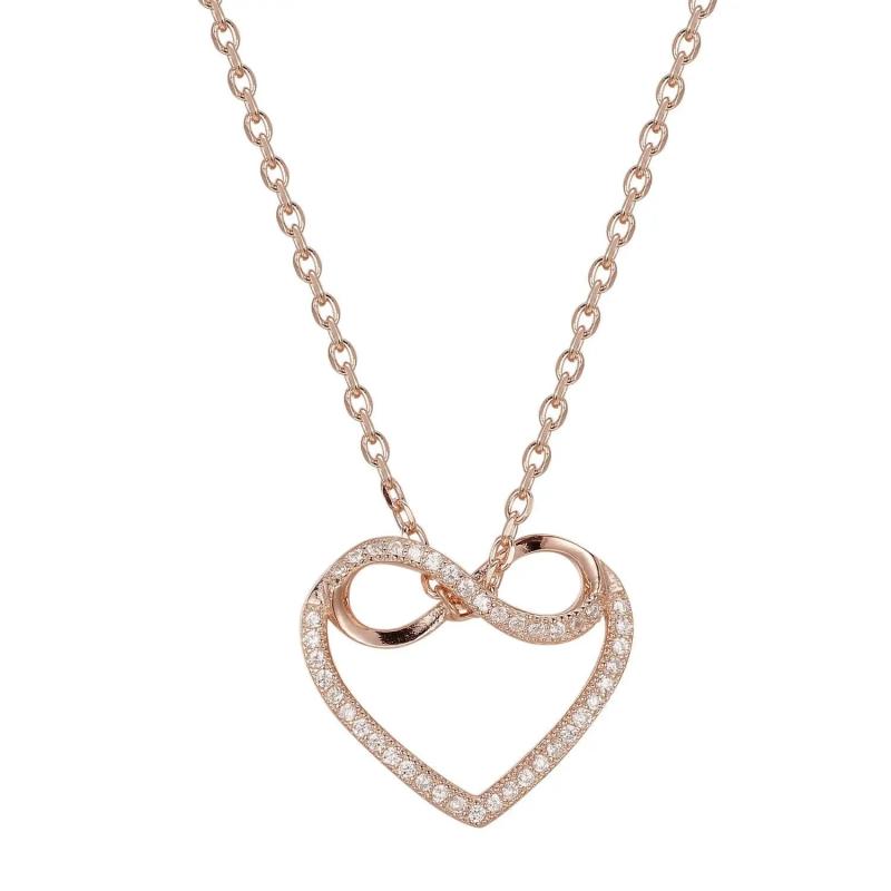 925 Silver Love Infinite Symbol Diamond Rose Pendant Necklace