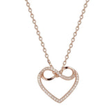 925 Silver Love Infinite Symbol Diamond Rose Pendant Necklace