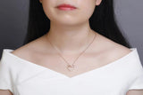 925 Silver Love Infinite Symbol Diamond Rose Pendant Necklace