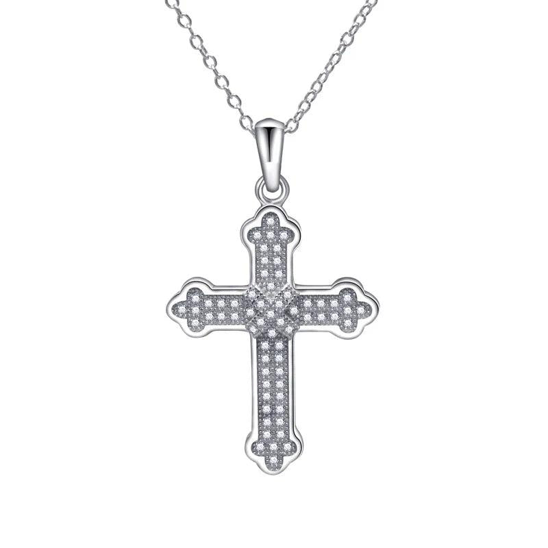 S925 Cross Pendant Necklace with Diamond for Women