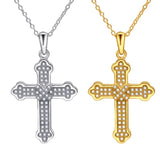 S925 Cross Pendant Necklace with Diamond for Women