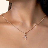S925 Sterling Silver Letter T Moonstone Pendant Necklace