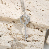 925 Silver Key Necklace with Zircon Pendant High Quality
