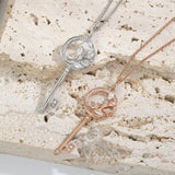 925 Silver Key Necklace with Zircon Pendant High Quality