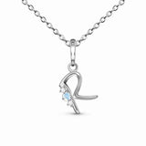 S925 Silver Letter R Moonstone Pendant Necklace Women's Jewelry