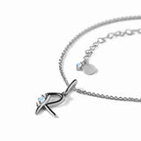 S925 Silver Letter R Moonstone Pendant Necklace Women's Jewelry