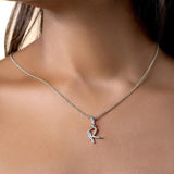 S925 Silver Letter R Moonstone Pendant Necklace Women's Jewelry