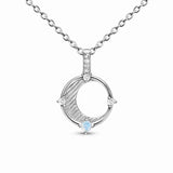 Sterling Silver Moonstone Charm Necklace Small All-match Jewelry