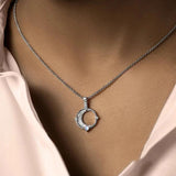 Sterling Silver Moonstone Charm Necklace Small All-match Jewelry