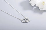 925s Silver Double Love Diamond Pendant Necklace