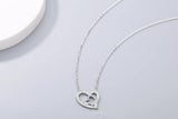 925s Silver Double Love Diamond Pendant Necklace