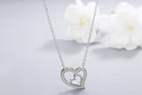 925s Silver Double Love Diamond Pendant Necklace