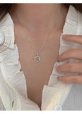 925 Sterling Silver Women Collarbone Necklace Planet Star Zircon Pendant Chain