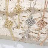 S925 Sterling Silver Zircon Key Necklace Women Jewelry Gift