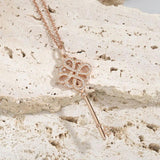 S925 Sterling Silver Zircon Key Necklace Women Jewelry Gift