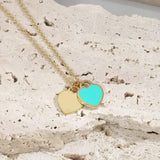 Double Heart Enamel Necklaces S925 Sterling Silver Necklace High Jewelry