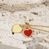 Double Heart Enamel Necklaces S925 Sterling Silver Necklace High Jewelry