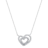 925s Silver Double Love Diamond Pendant Necklace