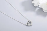 925s Silver Double Love Diamond Pendant Necklace