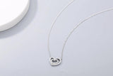 925s Silver Double Love Diamond Pendant Necklace