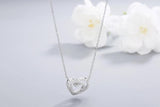 925s Silver Double Love Diamond Pendant Necklace