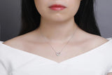 925s Silver Double Love Diamond Pendant Necklace