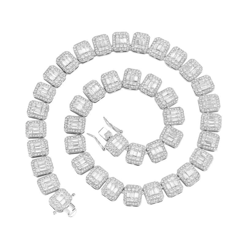 12mm Cuban Chain Sugar Rock Necklace Hip Hop Women's Accessories