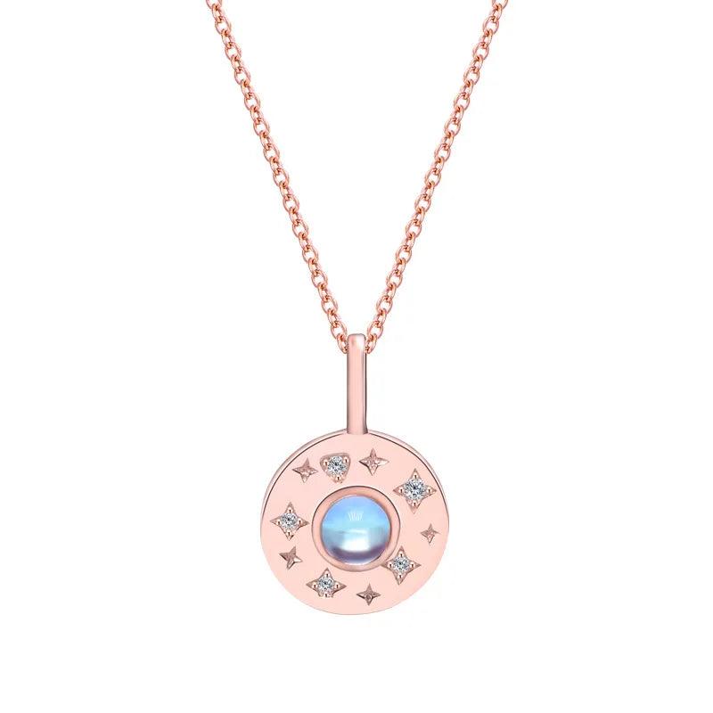 925S Sterling Silver Moonstone Pendant French O Chain for Women