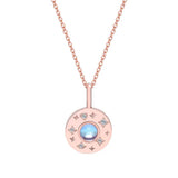 925S Sterling Silver Moonstone Pendant French O Chain for Women