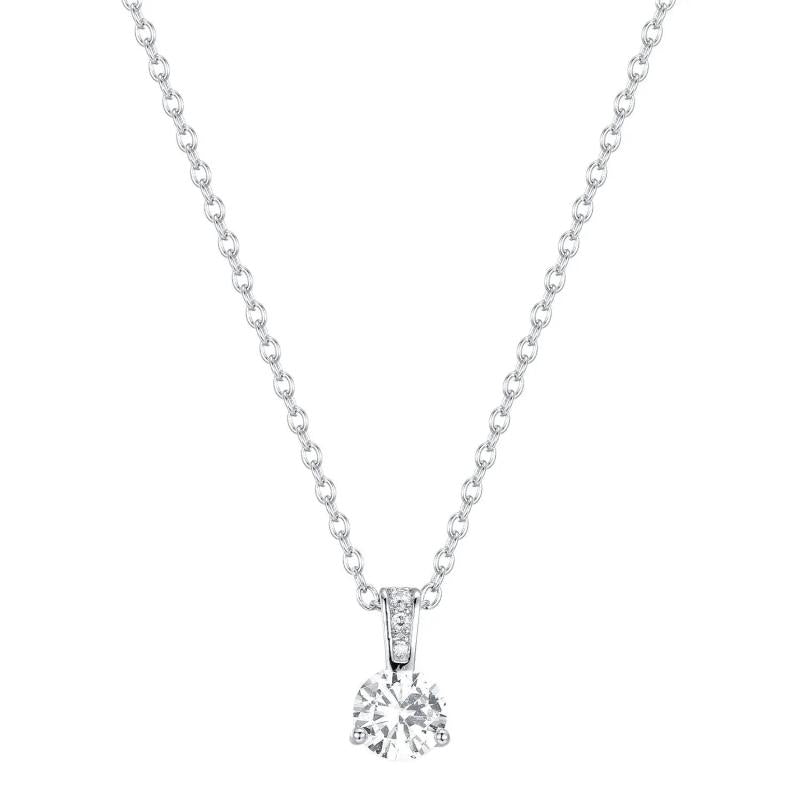 925s Silver Water Drop Diamond Pendant Necklace