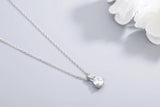 925s Silver Water Drop Diamond Pendant Necklace