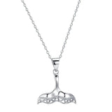 Japanese & Korean S925 Silver Fishtail Diamond Pendant Necklace