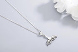 Japanese & Korean S925 Silver Fishtail Diamond Pendant Necklace