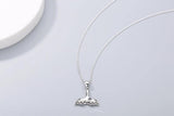 Japanese & Korean S925 Silver Fishtail Diamond Pendant Necklace