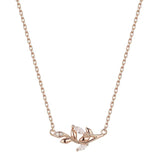 925s Silver Rose Leaf Pendant Necklace for Women