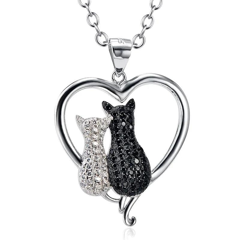 Sterling Silver Creative Cat Pendant Necklace Jewelry