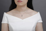 925s Silver Bear Girl & Bear Diamond Pendant Collarbone Chain Necklace