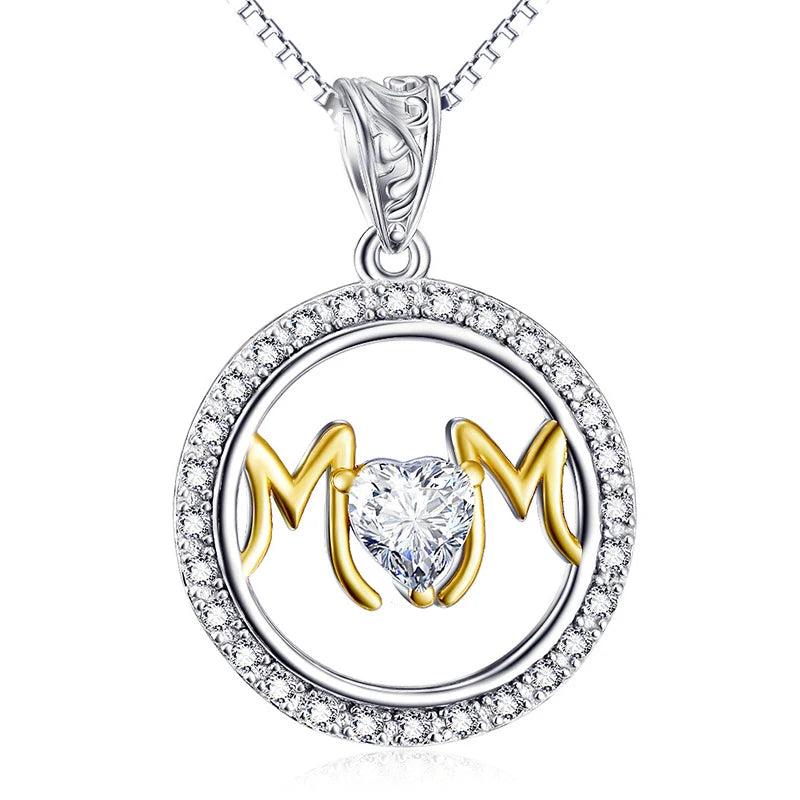 S925 Sterling Silver Mother's Gift Zircon Heart Necklace