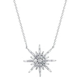 925s Silver Snowflake Diamond Pendant Collarbone Necklace