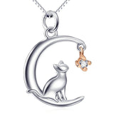 Moon Cat Pendant Necklace for Women Wedding