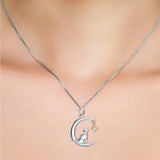 Moon Cat Pendant Necklace for Women Wedding