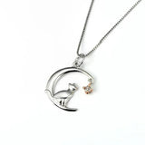 Moon Cat Pendant Necklace for Women Wedding