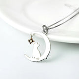 Moon Cat Pendant Necklace for Women Wedding