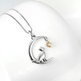 Moon Cat Pendant Necklace for Women Wedding