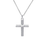 Silver Cross Pendant Full Diamond Necklace for Women
