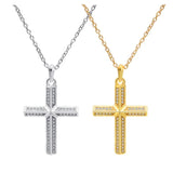 Silver Cross Pendant Full Diamond Necklace for Women