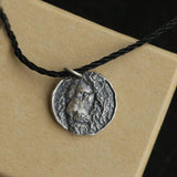 Sterling Silver Lion Embossed Pendant Necklace