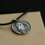 Sterling Silver Lion Embossed Pendant Necklace